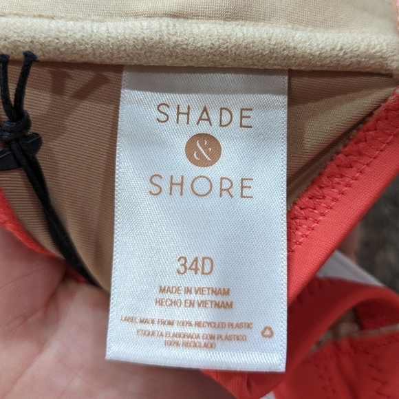 NWT Shade & Shore salmon one shoulder bikini top 34D - Picture 7 of 9